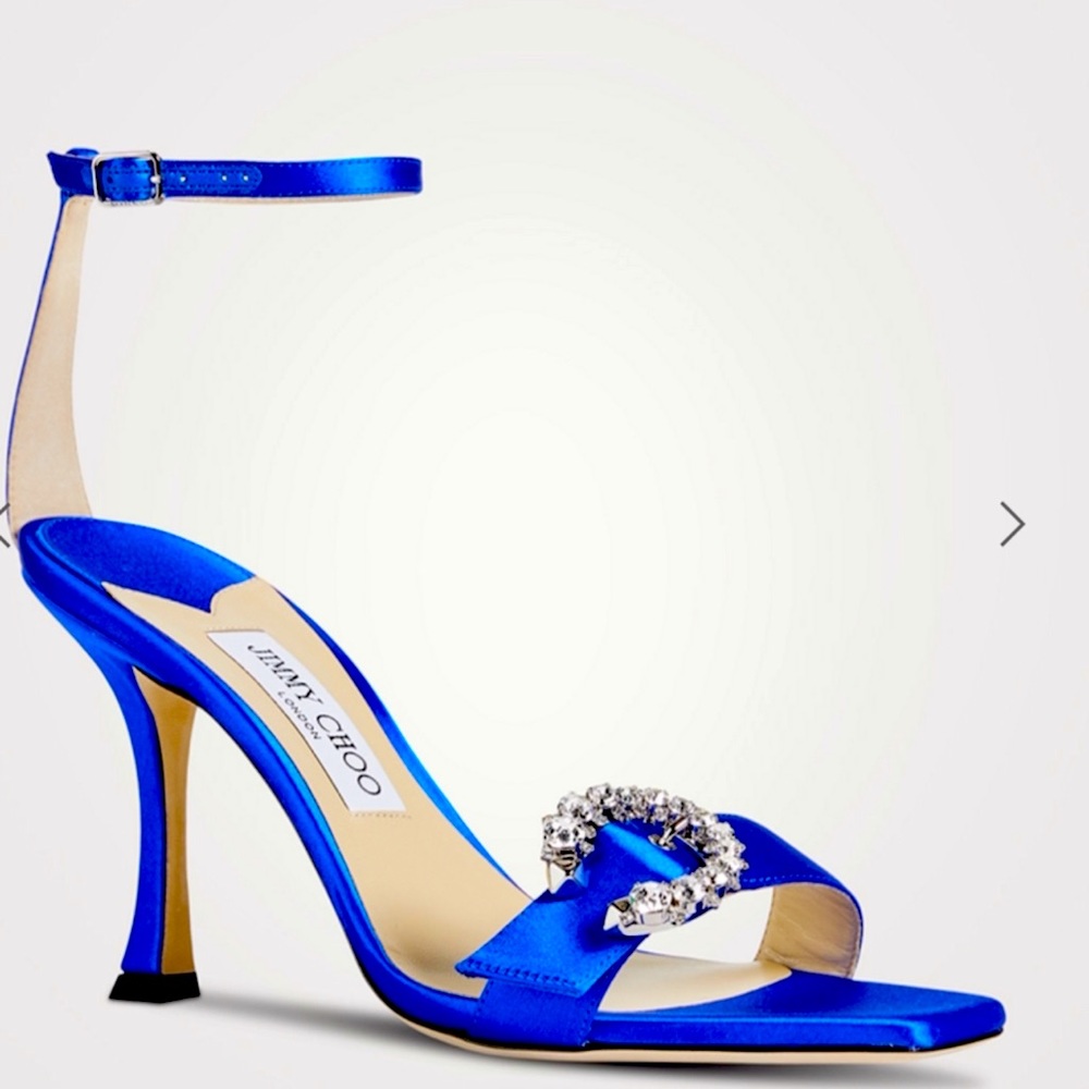 Jimmy Choo satin marsai sandals blue size 39.5 eu (8.5us)
